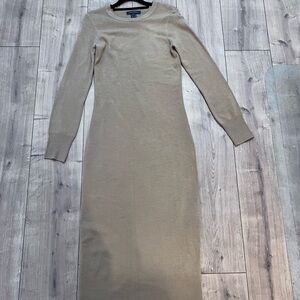 French Connection Tan Long Sleeve Dress